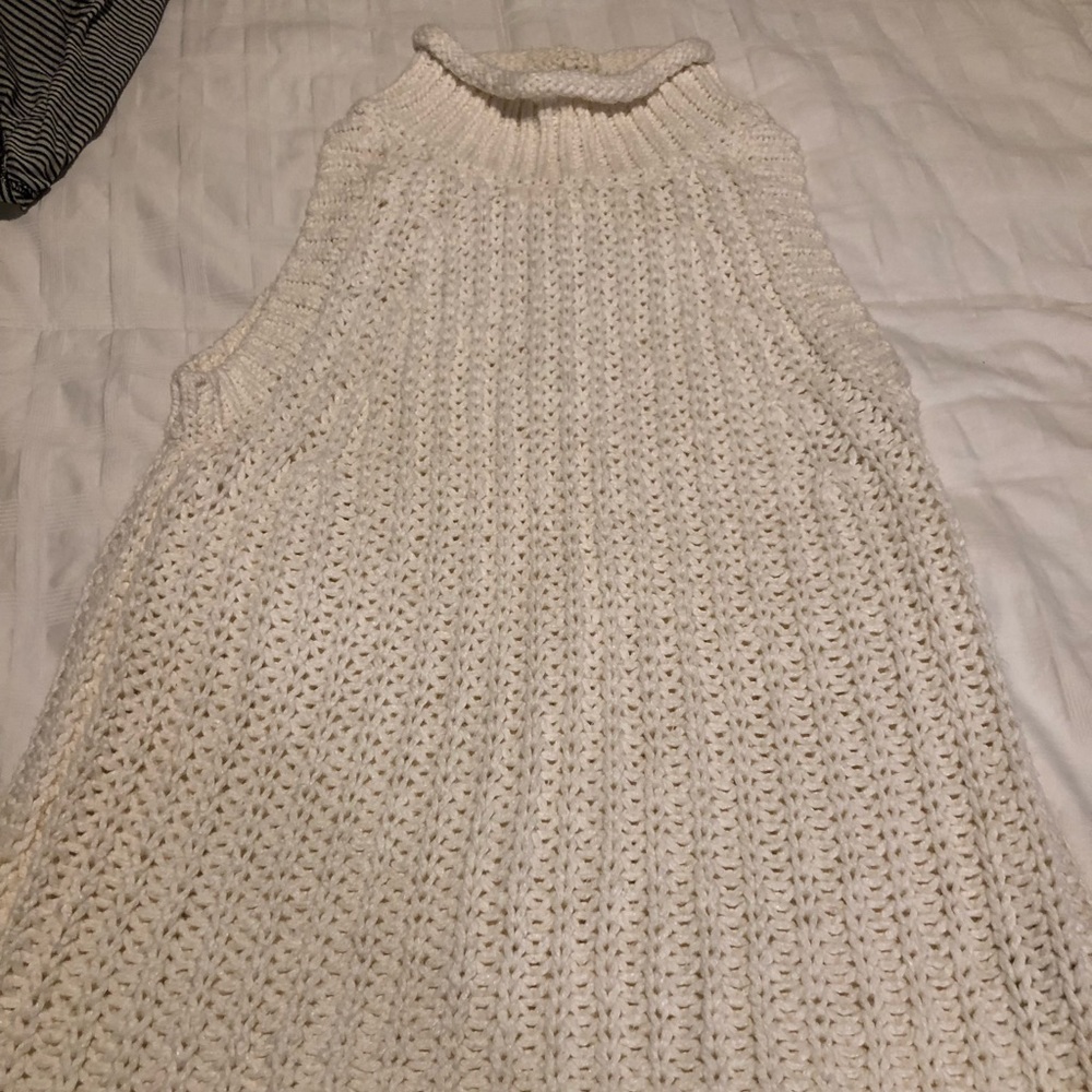 Anthropologie white sleeveless turtleneck sweater